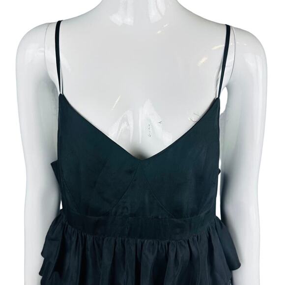 Barneys New York CO-OP Womans Sz 8 Dress Silk Tier Ruffles Little Black Dress - Picture 4 of 9